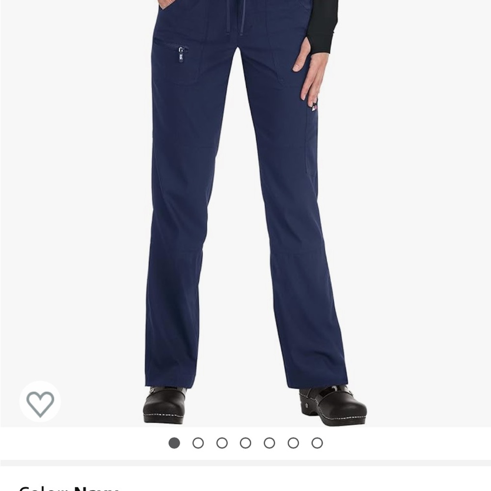 koi Navy Blue Scrub Top with Pink Trim and Matching Pants - Picture 6 of 7